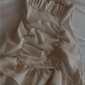 Elegant Cream Ruffled Dress